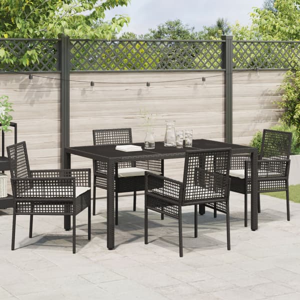 Trädgårdsmöbelset 5 pcs Svart konstrotting