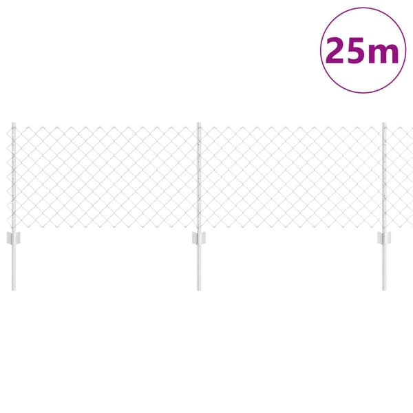 Stängsel med stolpe Silver 0,6 x 25 m Stål