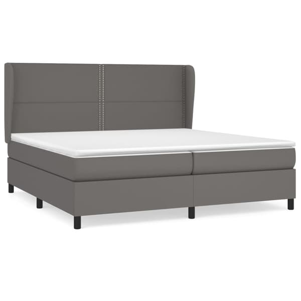 Ramsäng med madrass grå 200x200 cm konstläder
