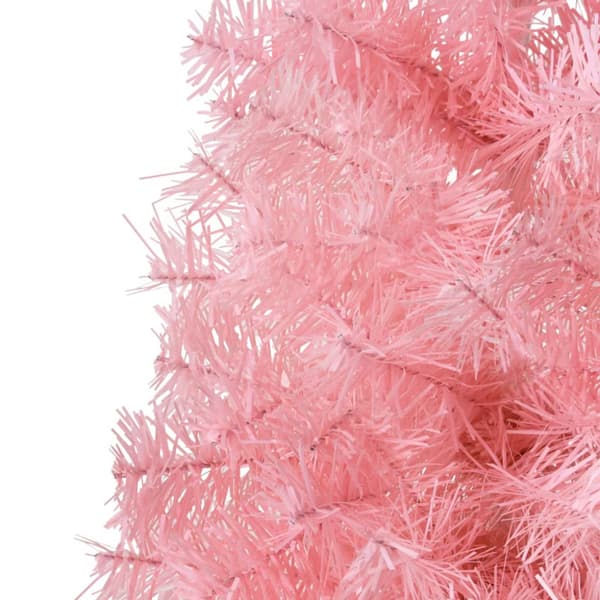 Smal halv plastgran med stativ rosa 180 cm
