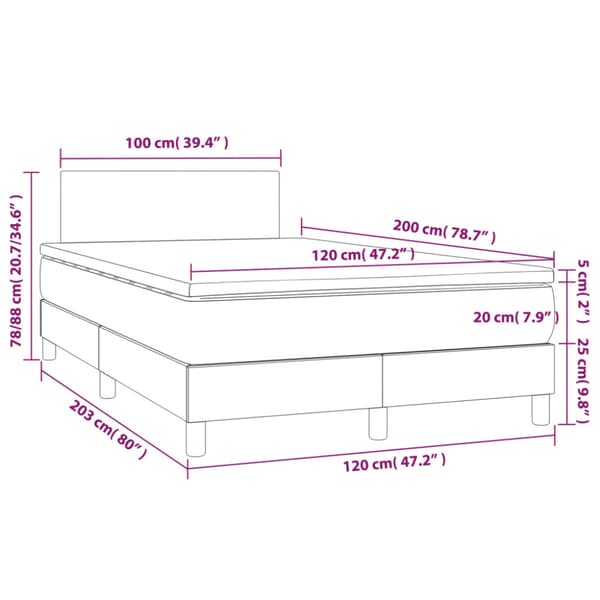 Ramsäng med madrass mörkgrå 120x200 cm sammet