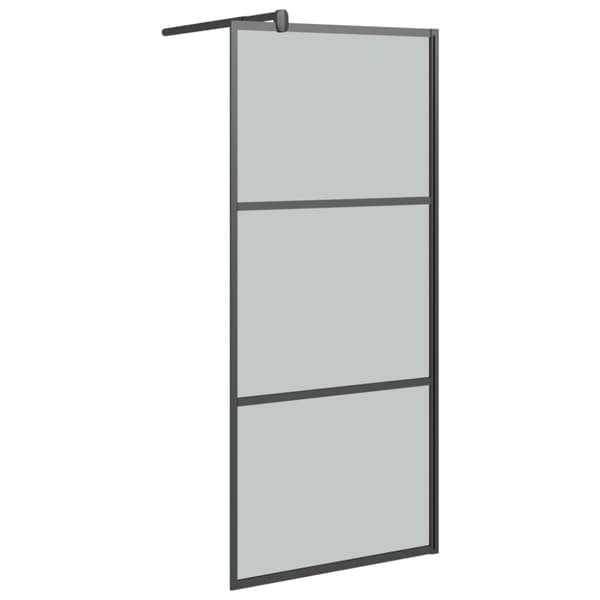 Duschvägg 90x195cm halvfrostat ESG-glas svart