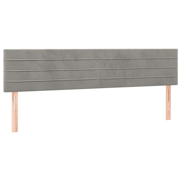Ramsäng med madrass ljusgrå 160x200 cm sammet
