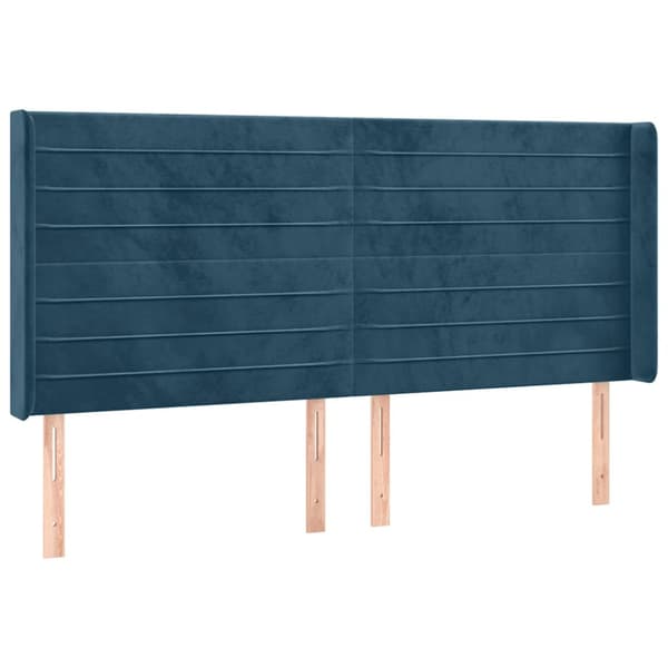 Sänggavel LED blå 163x16x118/128 cm sammet