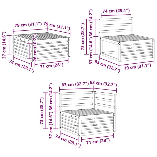 Utomhussoffset 8 pcs Naturlig