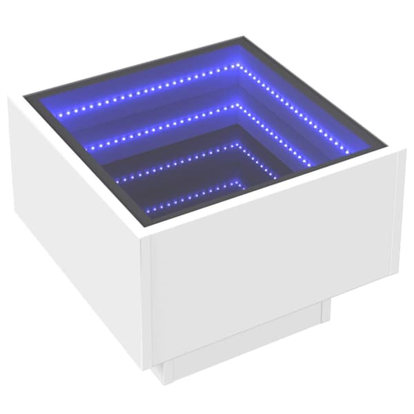 Sängbord med Infinity LEDs vit 40x40x30 cm