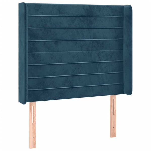 Ramsäng med madrass & LED mörkblå 100x200 cm sammet