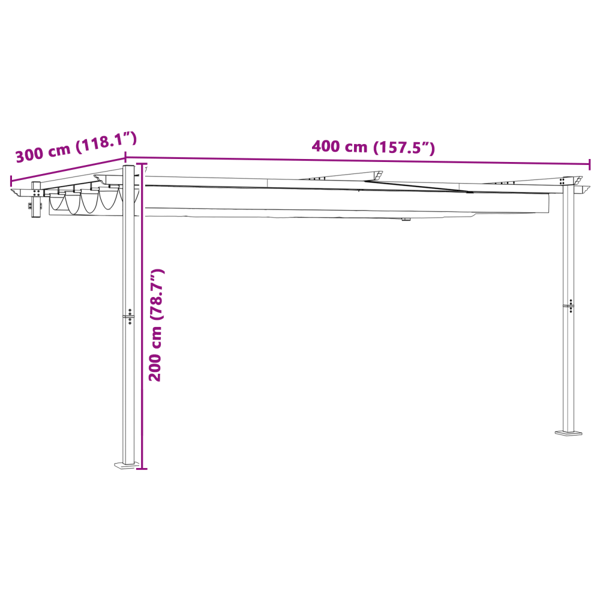 Paviljong Kräm 400 x 300 x 200 cm Polyester