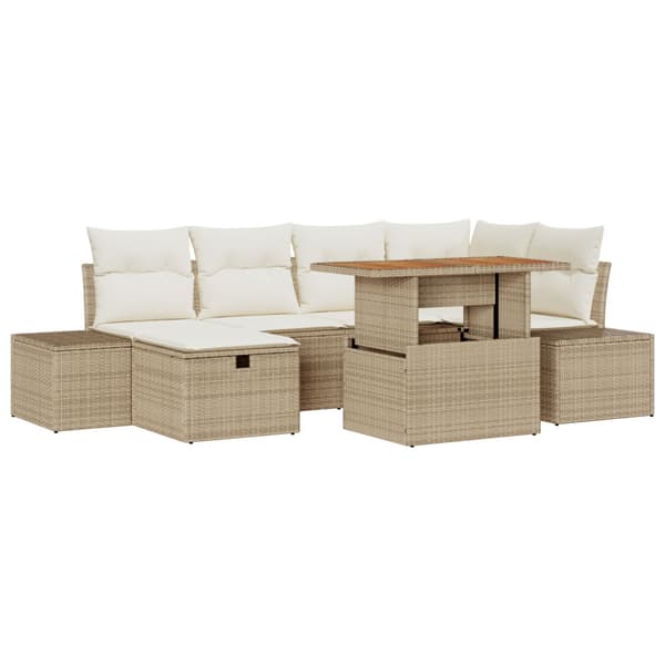 Trädgårdsoffset 7 pcs Beige konstrotting
