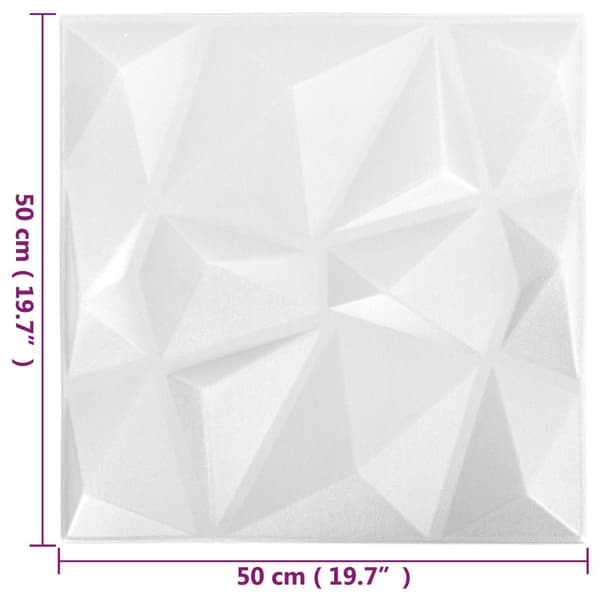 Väggpaneler 48 pcs Diamond Vit 50 x 50 cm XPS Skum