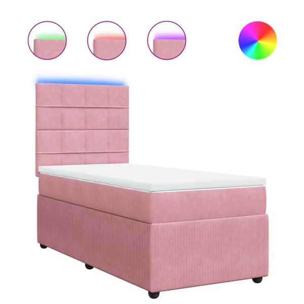Ramsäng med madrass rosa 80x200 cm sammet