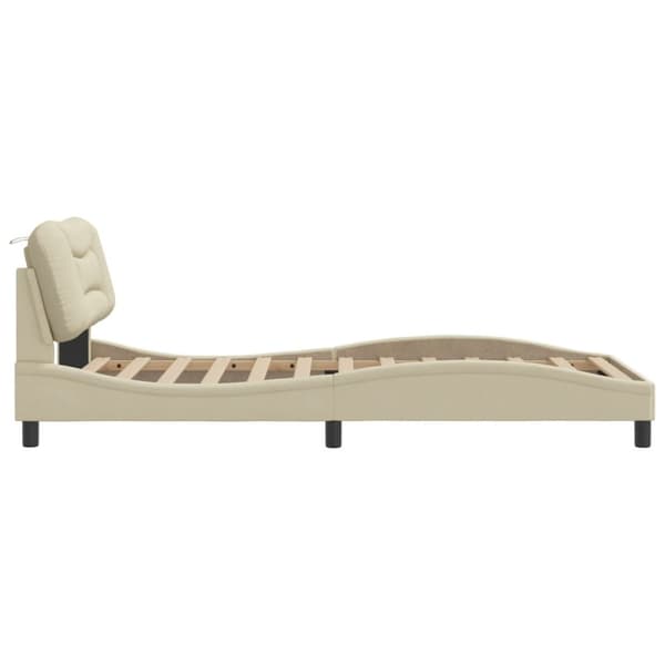 Bed Frame without Mattress "Hvar" Cream 100x200 cm Fabric