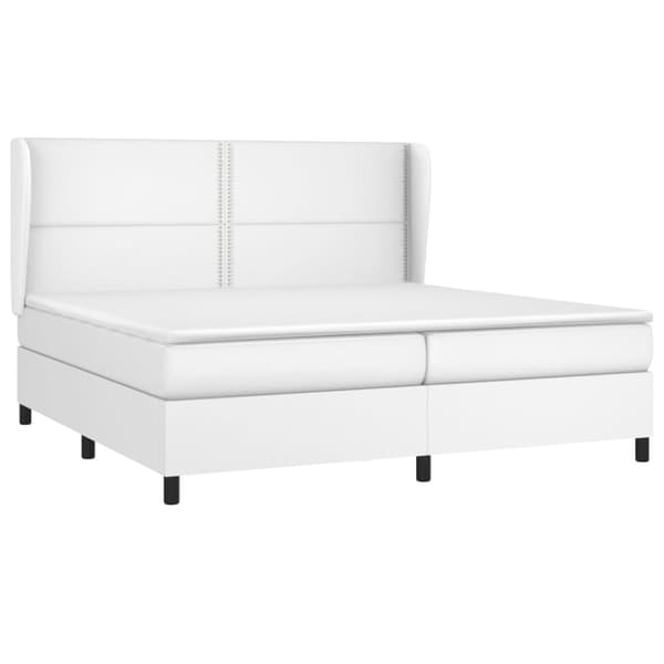Ramsäng med madrass vit 200x200 cm konstläder