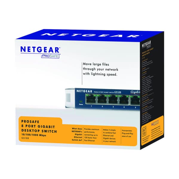NETGEAR GS108 - switch - 8 portar