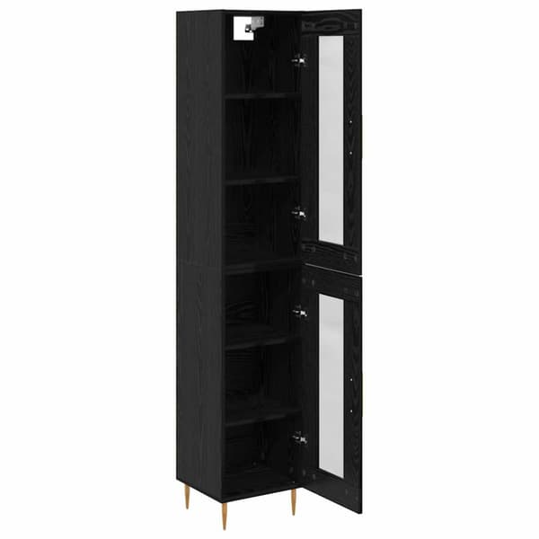 Skåp 2 pcs Svart Ek Glas