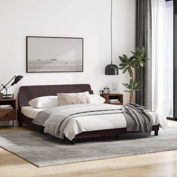 Bed Frame "Dover" Dark Brown 160x200 cm Fabric