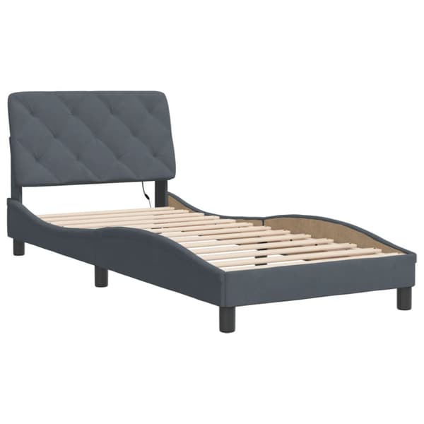 Bed Frame with LED without Mattress Dark Grey 90x200 cm Velvet