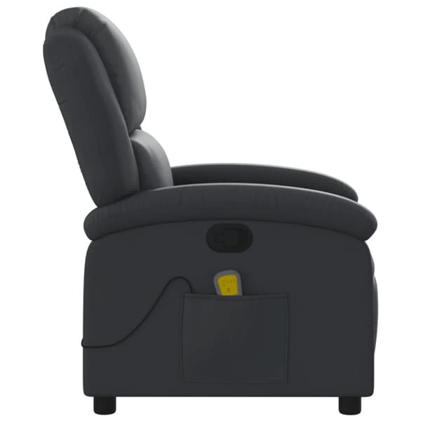 Massagefåtölj svart äkta läder