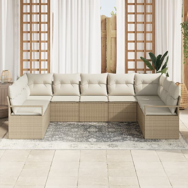 Soffset med kudde 7 pcs Beige konstrotting