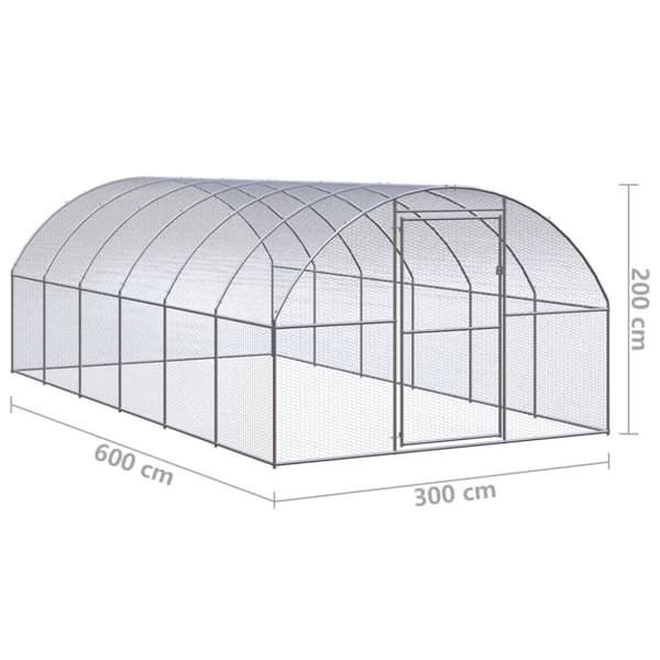Hönsbur för utomhusbruk 3x6x2 m galvaniserat stål