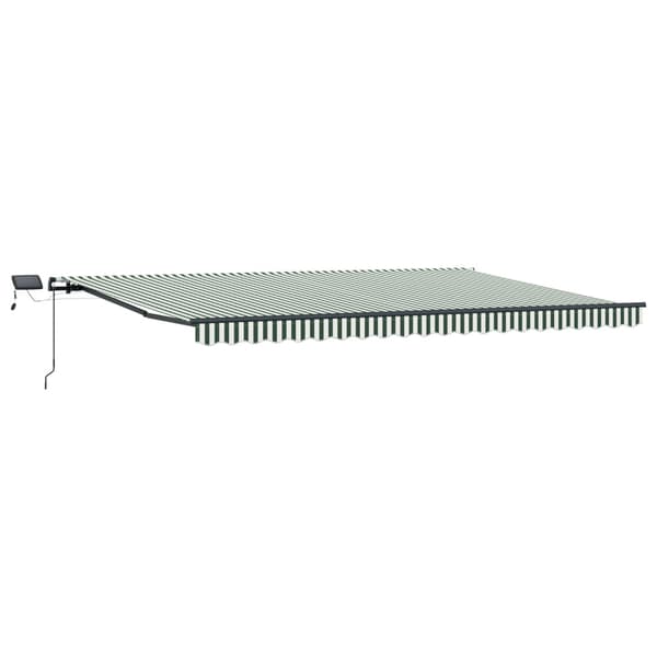 Utfällbar markis Grön och vit 500 ×350 cm tyg