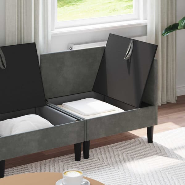 Möbelset för vardagsrummet med kudde 3 pcs Mörkgrå Sammet