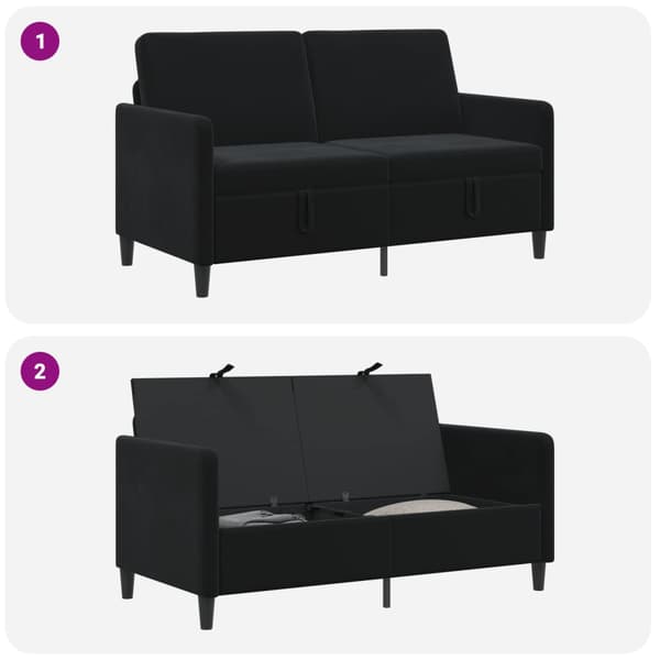 Soffa med förvaring Svart 152 x 78 x 87 cm Polyester