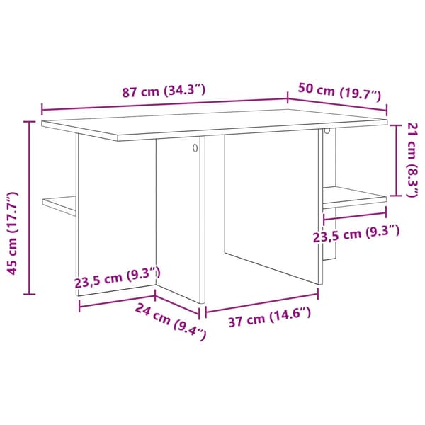 Kaffeebord Rökt Ek 87 x 50 x 45 cm Konstruerat trä