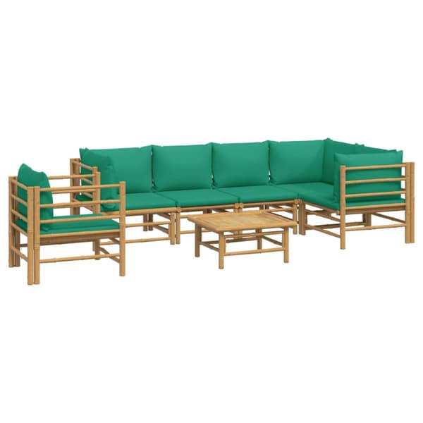 Loungegrupp 7 delar gröna dynor bambu