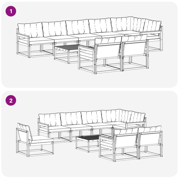 Utomhussoffset 9 pcs Vit och grädde 79 x 79 x 37 cm