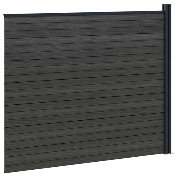 Stängselpanel WPC och aluminium Svart