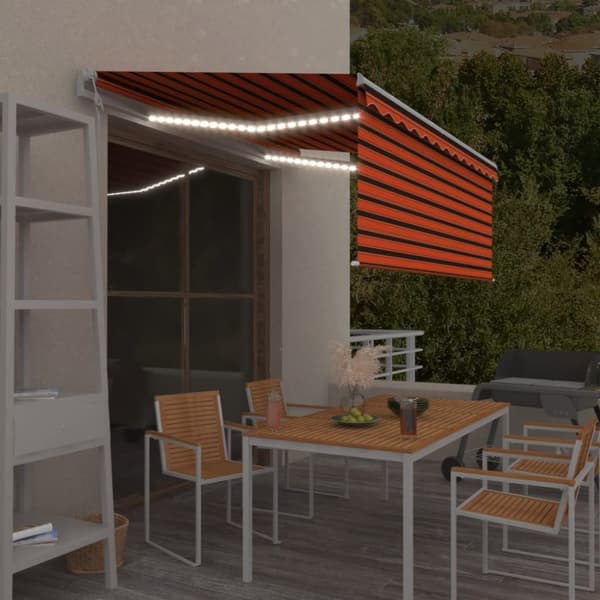 Automatisk markis vindsensor rullgardin LED 3x2,5m orange/brun
