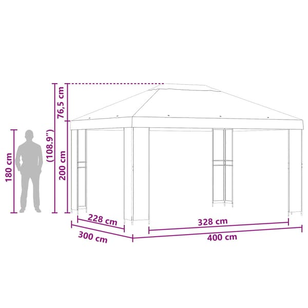 Paviljong 4 × 3 m Antracit Polyester och Stål 190