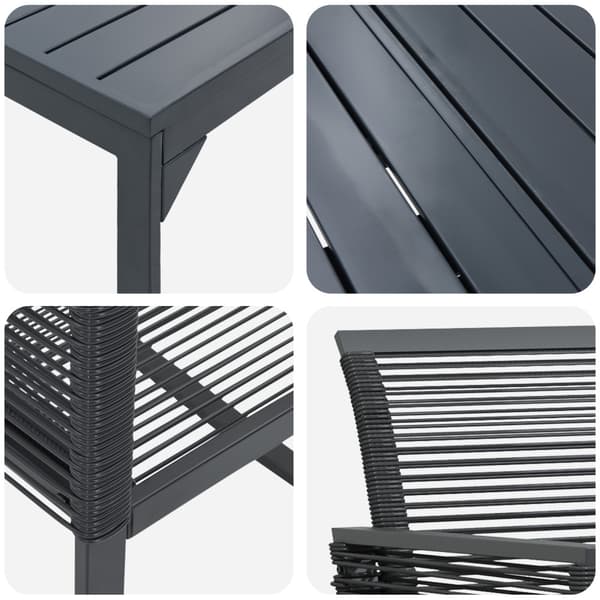 Trädgårdsmöbelset 9 pcs Svart konstrotting