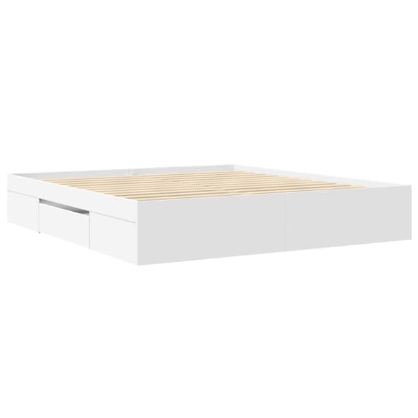 Sängram vit 200x200 cm konstruerat trä
