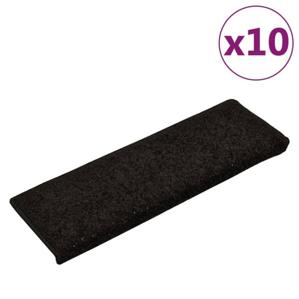 Trappmattor 10 st 65x21x4 cm svarta rektangulära kanter