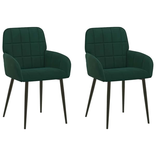 Matstolar 2 pcs Sammet Mörkgrön 57 x 50 x 85 cm