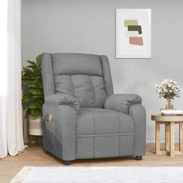 Massagefåtölj ljusgrå tyg