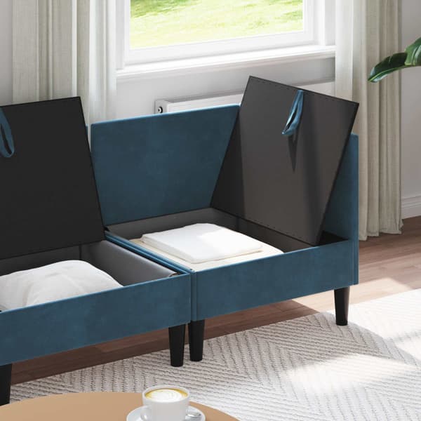 Möbelset för vardagsrummet med kudde 3 pcs Blå Sammet