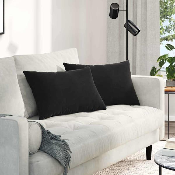 Sofakuddar 2 pcs Svart 60 x 40 cm Kordread tyg