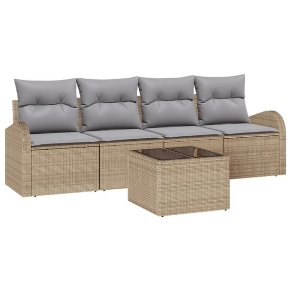 Trädgårdsoffset med lagring 5 pcs Beige och Grå konstrotting