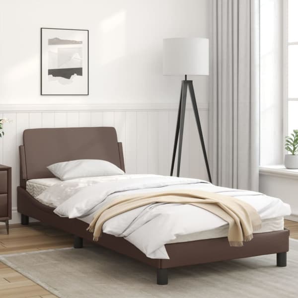 Bed Frame "Dover" Brown 90x200 cm Faux Leather