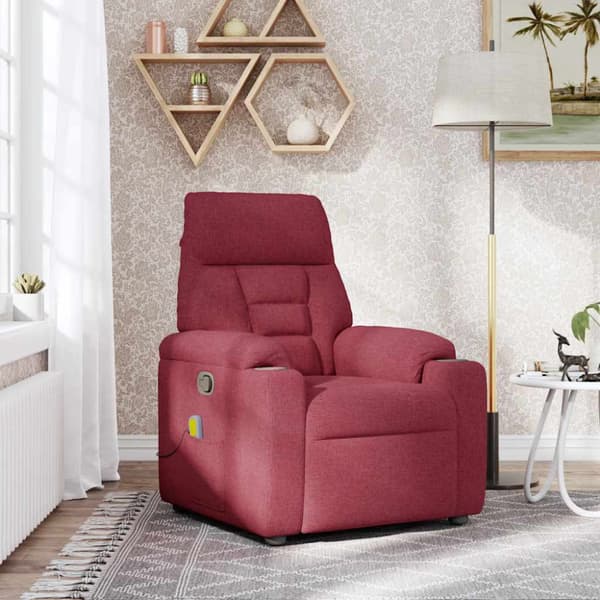 Massagefåtölj vinröd tyg