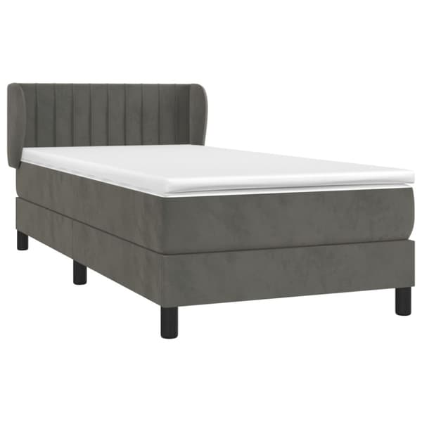 Ramsäng med madrass mörkgrå 90x200 cm sammet
