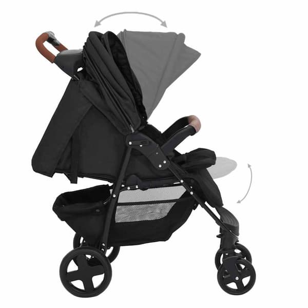 Barnvagn 3-i-1 antracit stål