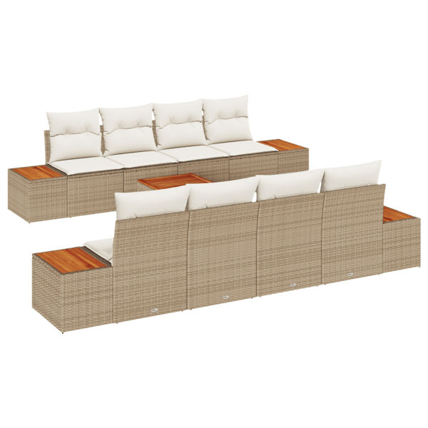 Trädgårdsoffset med lagring 9 pcs Beige Poly rattan