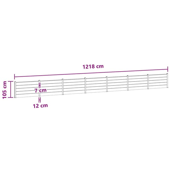 Stängselpanel 7 pcs WPC och aluminium Svart