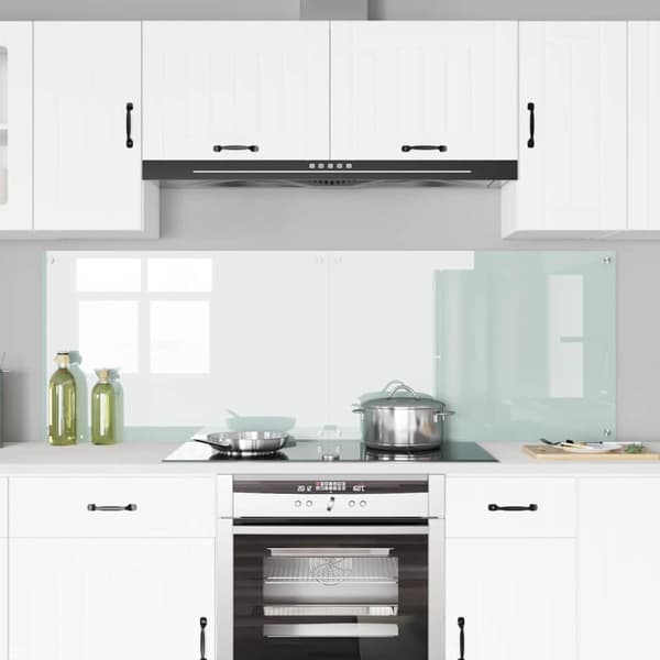 Köksskydd 2 pcs Vit 90 x 60 cm härdat glas