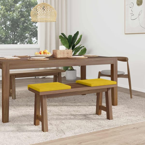 Bänk kudde 2 st Sammet Gul Djup 35 cm