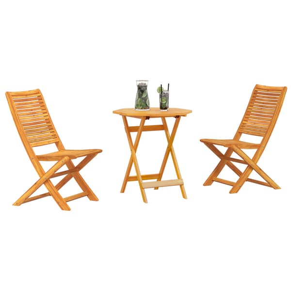 Fällbart bistroset 3 pcs Brun Massivt Akaciaträ